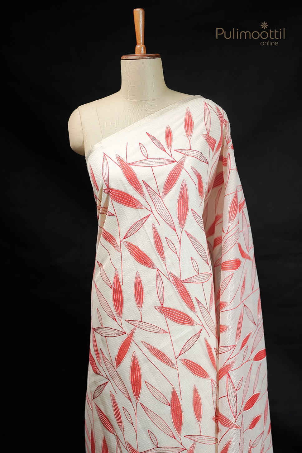 Cream Colour Net Kota Applique Work Fancy Saree.