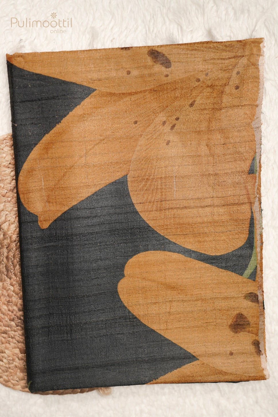 Black Colour Printed Jute Silk Saree