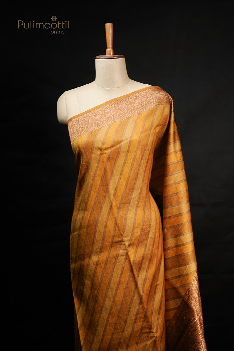 Golden Yellow Colour Tussar Silk Saree