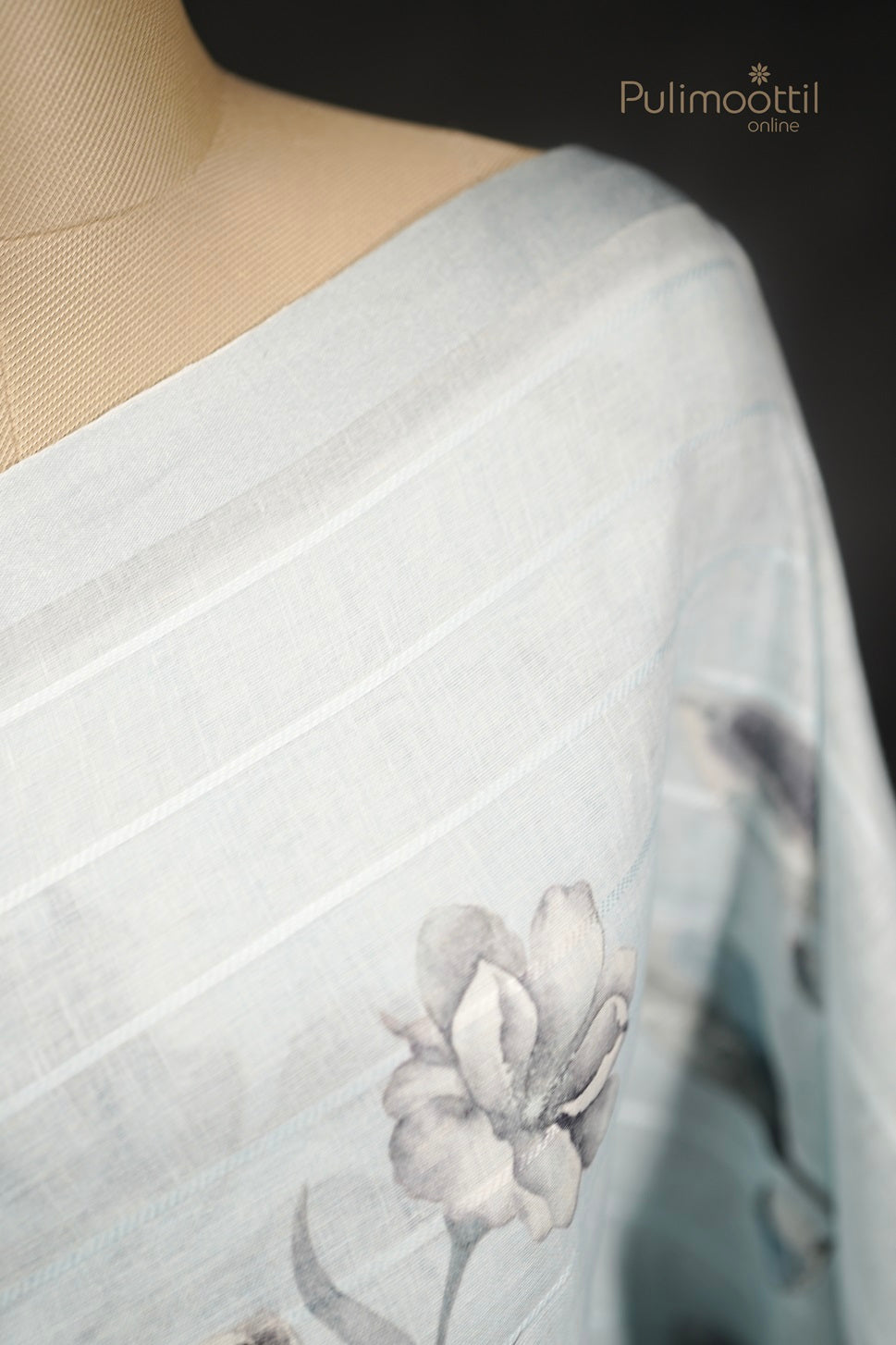 Powder Blue Colour Linen Saree