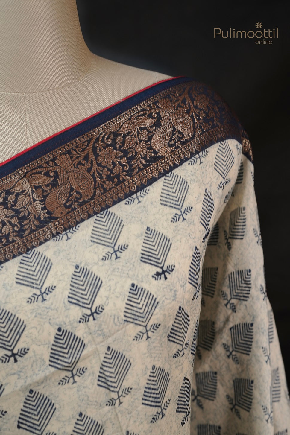 Cream Colour Chanderi Silk Saree.