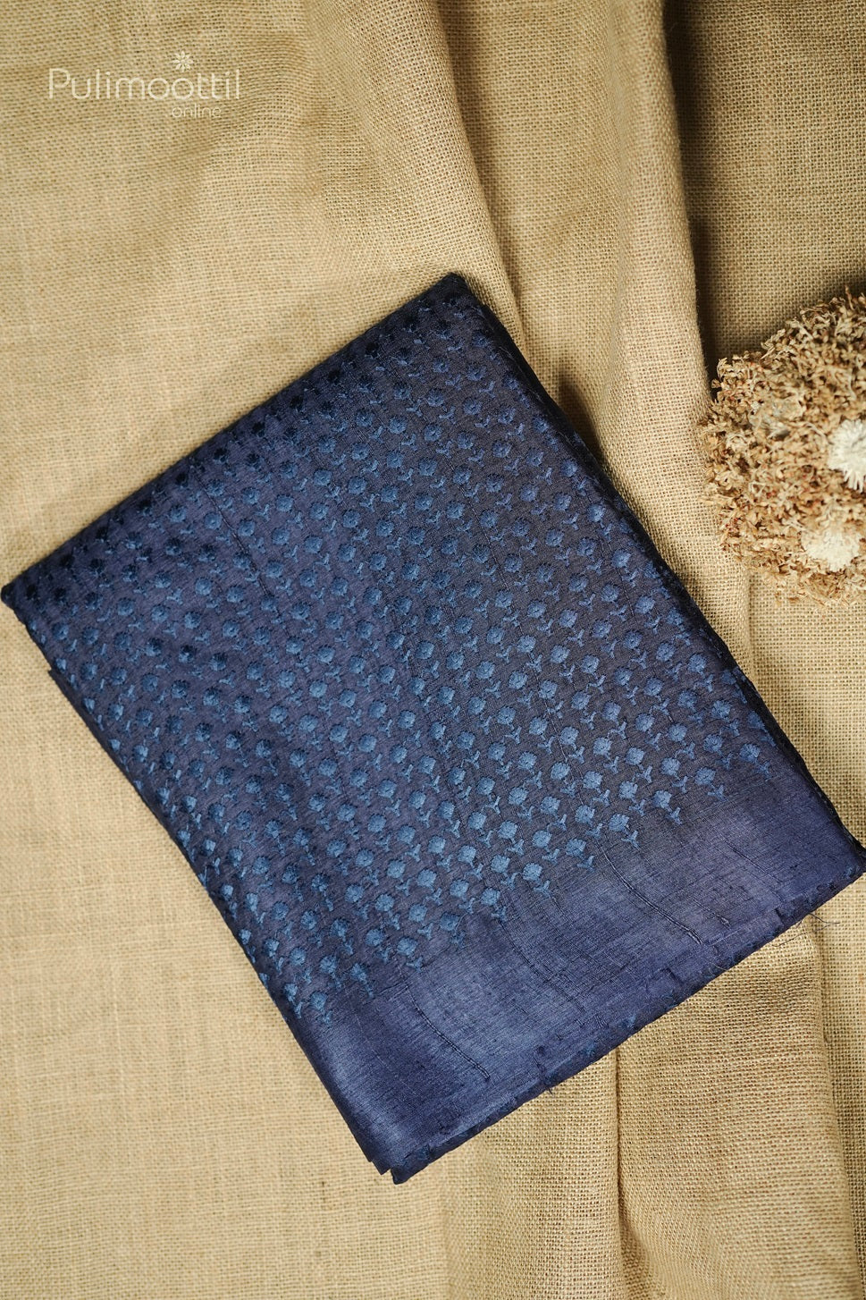 Dark Blue Colour Tussar Silk Saree