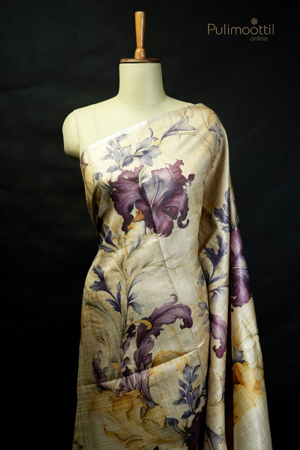 Pastel Chikoo Shade Tussar Silk Saree