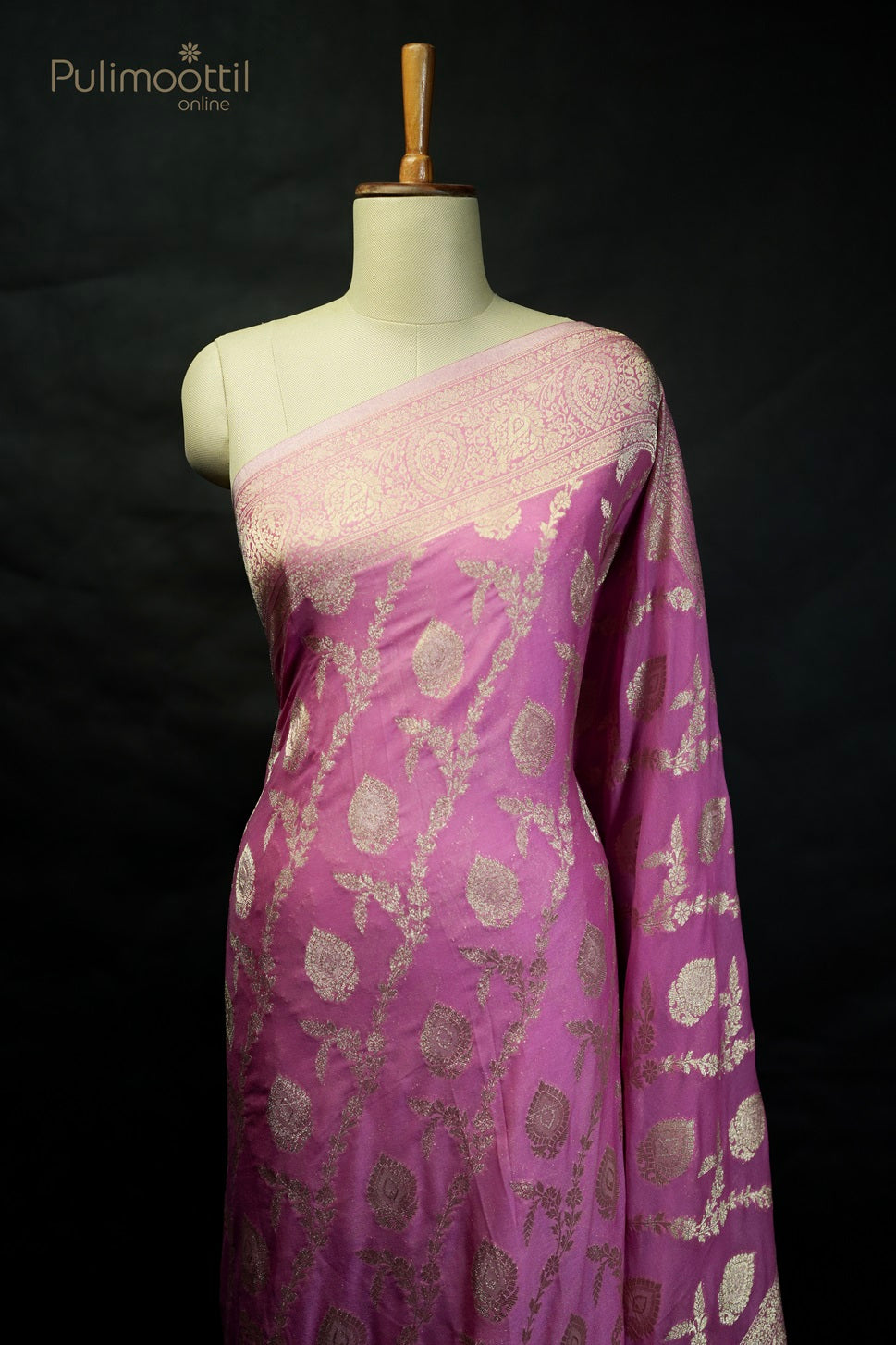 Pastel Pink Colour Banarasi Saree