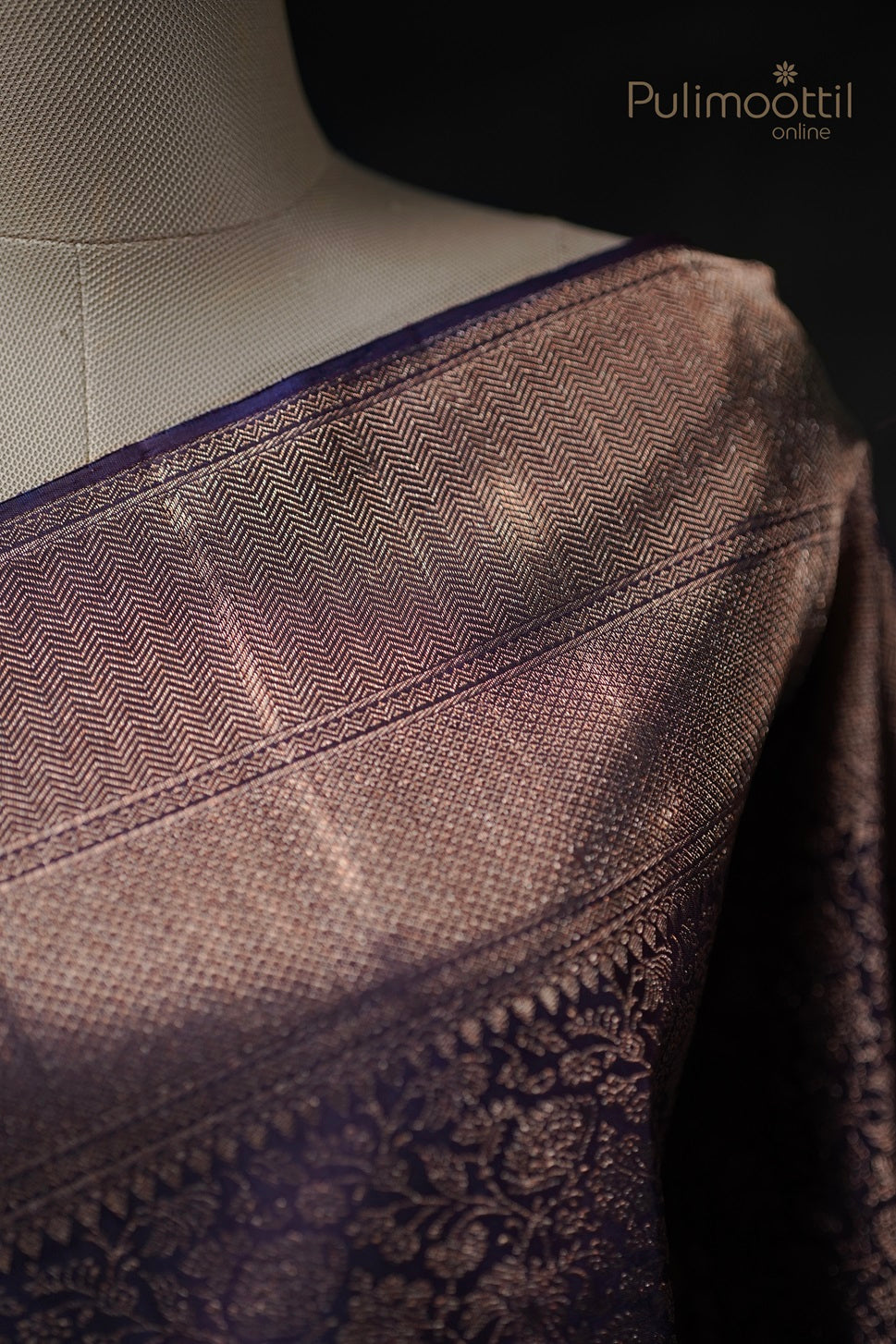 Dark Violet Colour Kanchipuram Brocade Wedding Saree