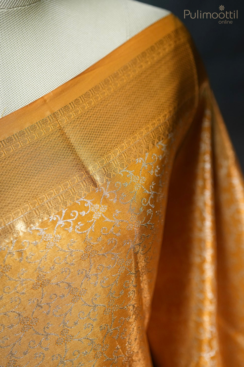 Golden Yellow Colour Semi Silk Kanchipuram Saree