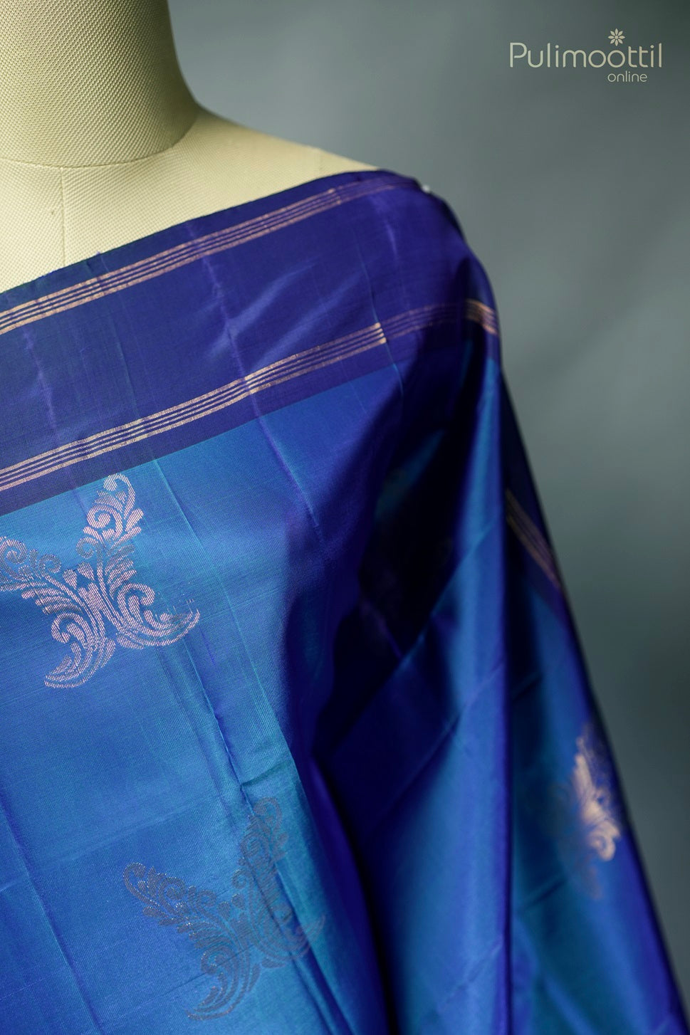 Deep Sea Blue Colour Kanchipuram Soft Silk Saree