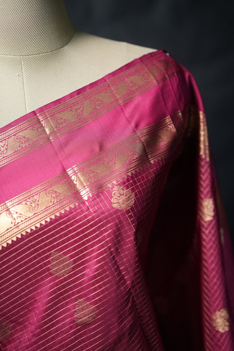 Dark Pink Colour Kanchipuram Designer Saree