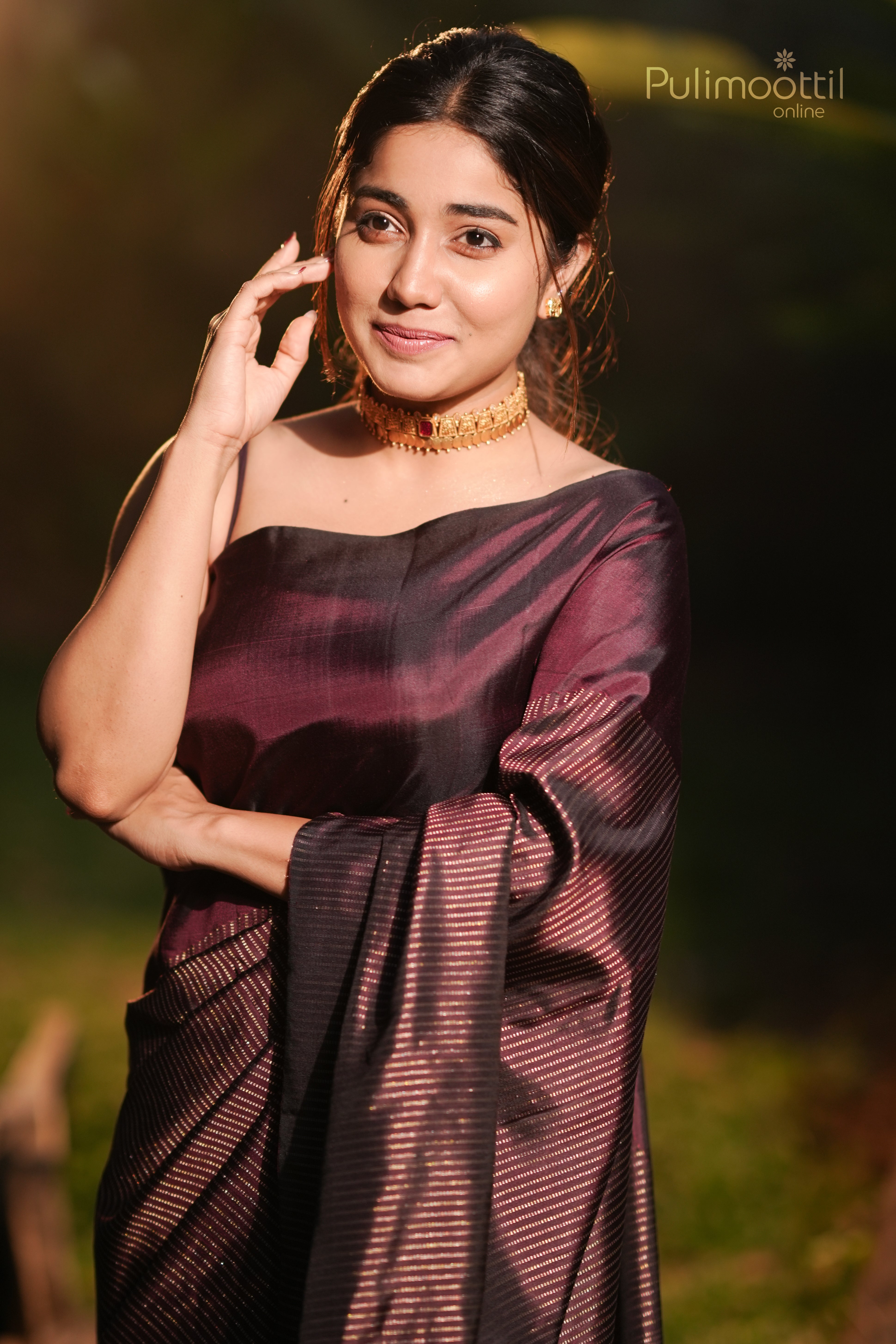 Purple Plum Colour Pure Kanchipuram Silk Saree