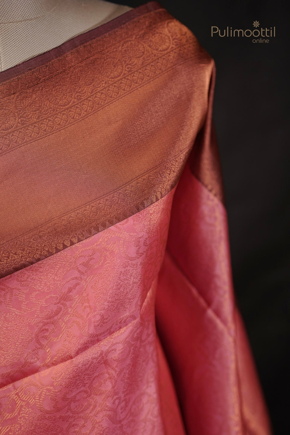 Orange Peach Colour Kanchipuram Saree