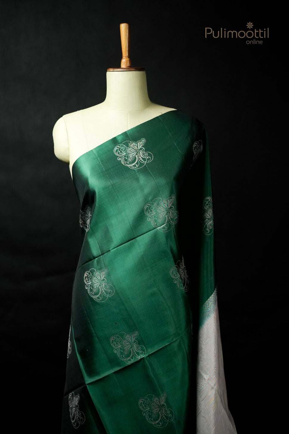 Bottle Green Colour Kanchipuram Soft Silk Saree