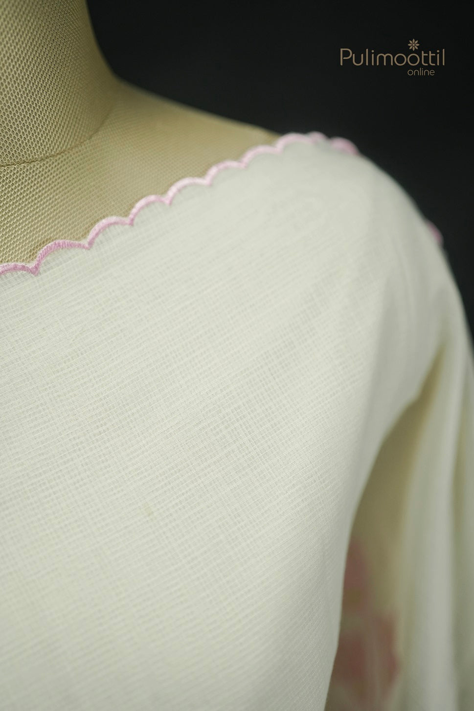 Cream Colour Floral Appliqué Work Net Cotta Fancy Saree