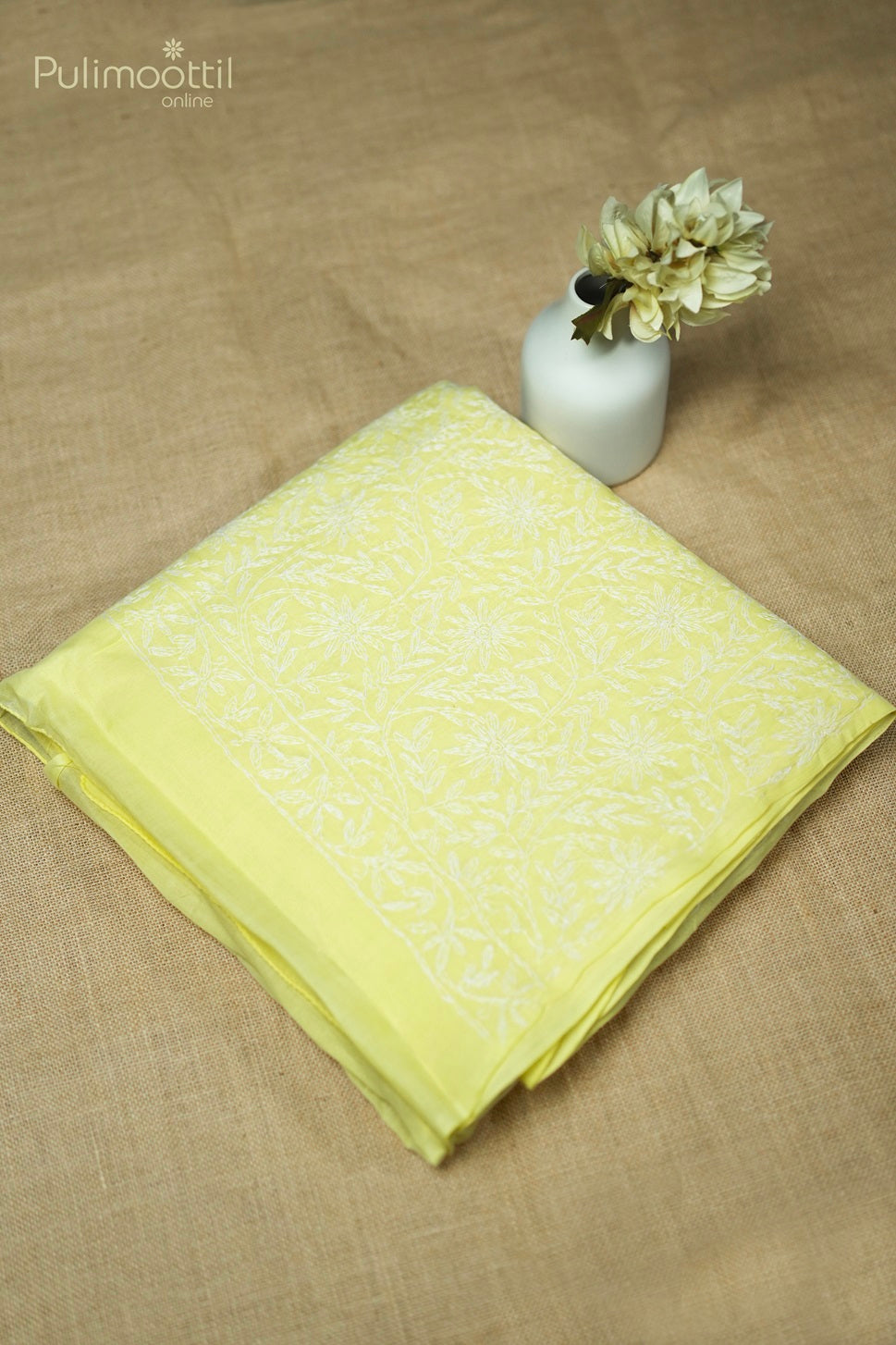 Light Yellow Colour Chikankari Cotton Saree