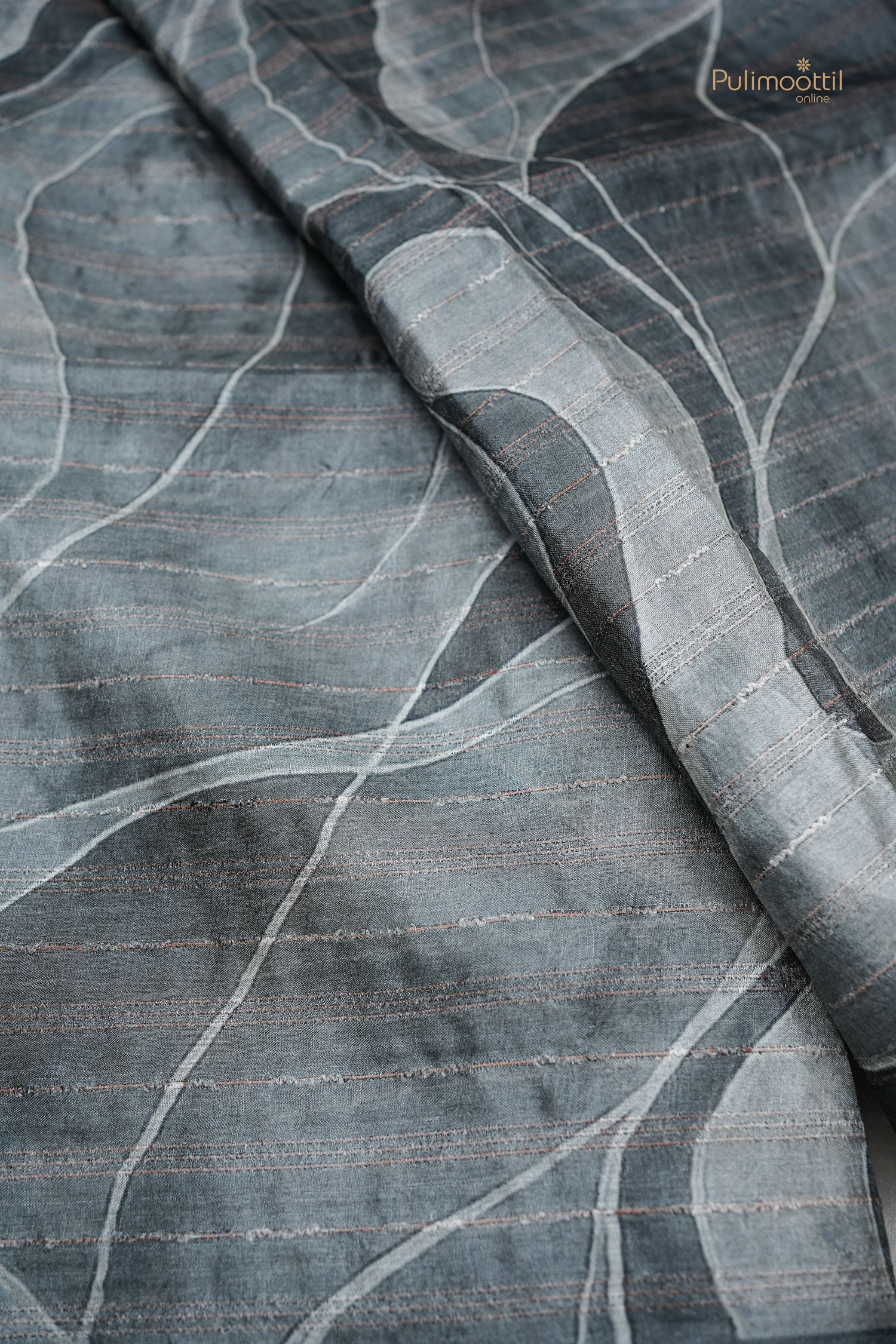 Ash color Tussar silk saree