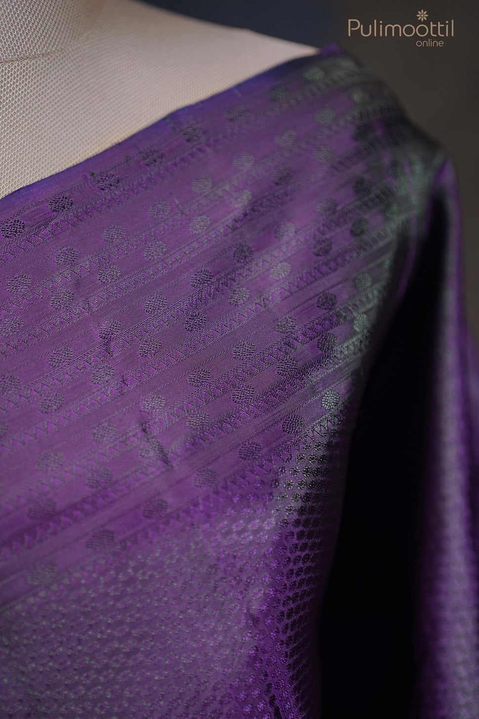 Violet Colour Kanchipuram Self Print Saree