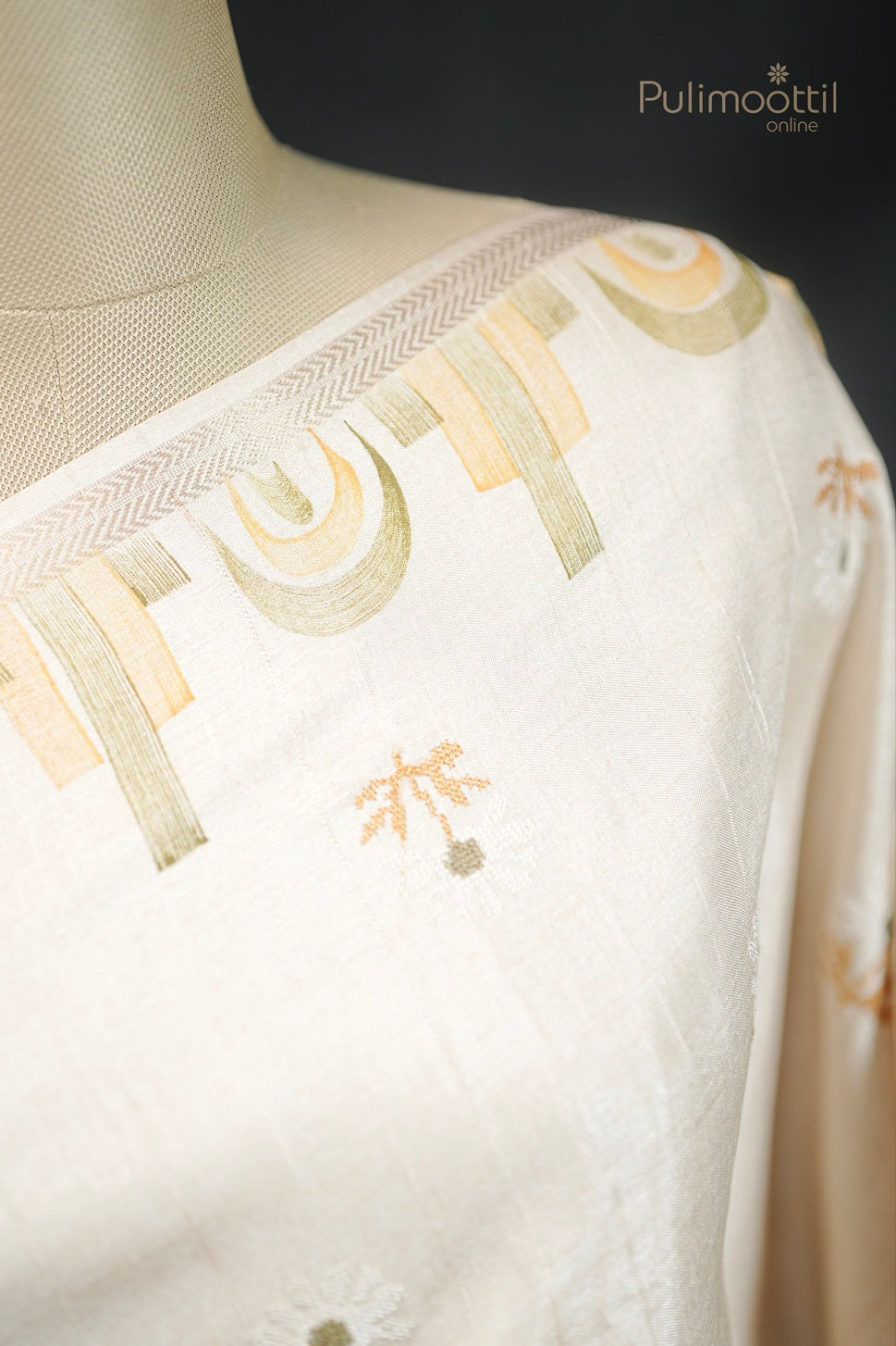 Cream Colour Matka Silk Saree