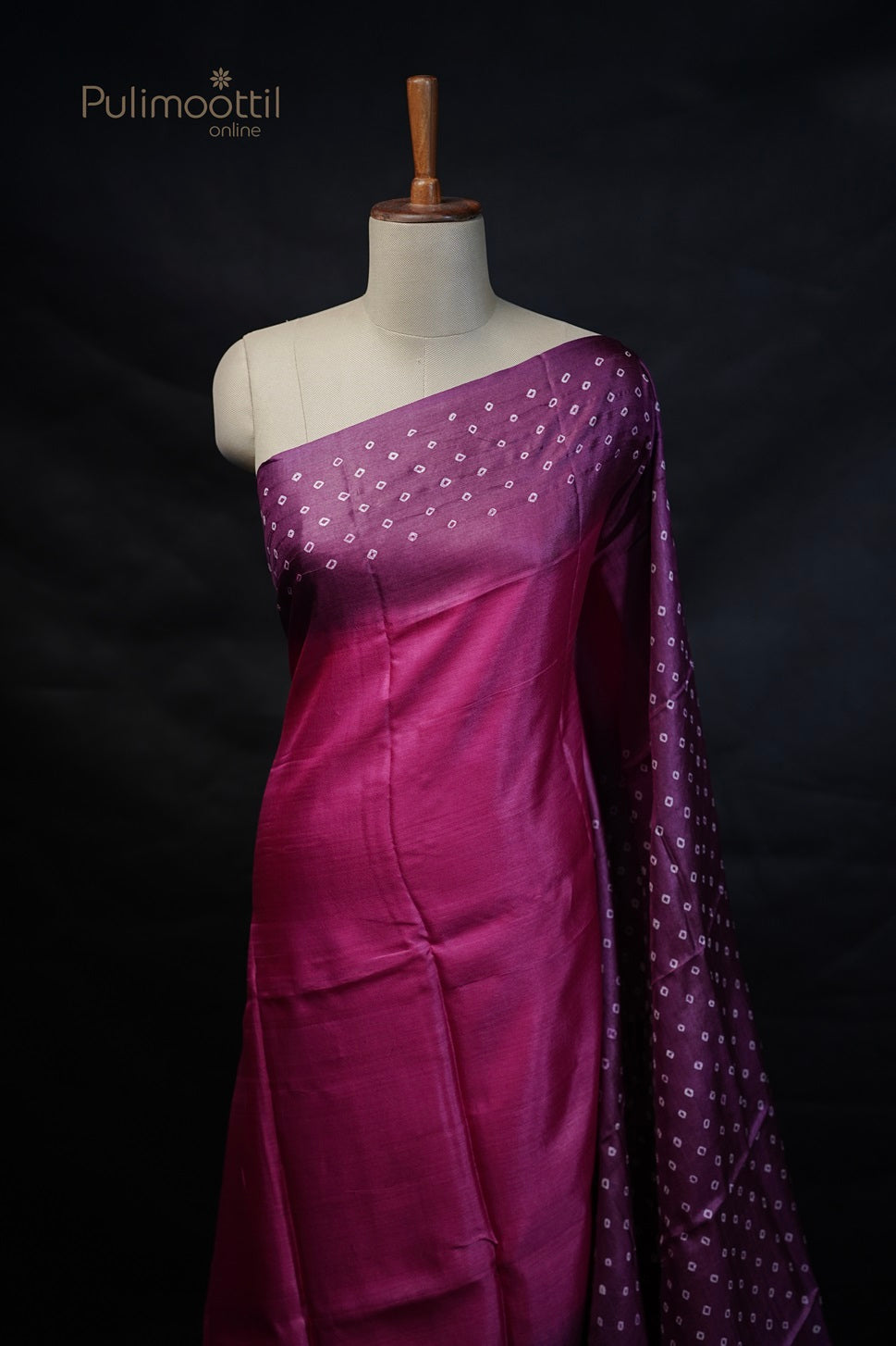 Pink colour Bandhani Tussar Silk Saree