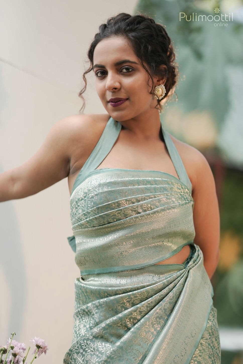 Light Sea Green Colour Banarasi Silk Saree