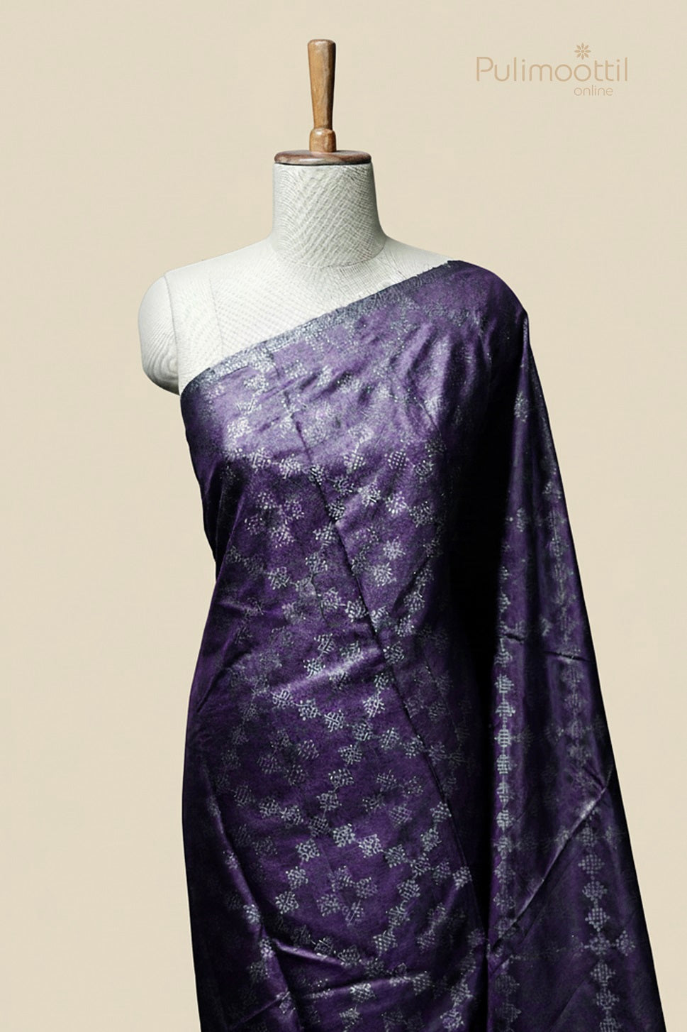 Dark Violet Colour Tussar Silk Saree