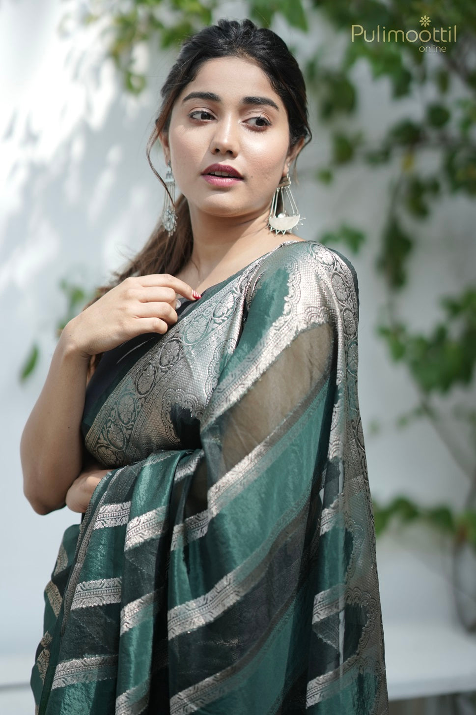 Green Colour Semi Organza Banarasi Saree