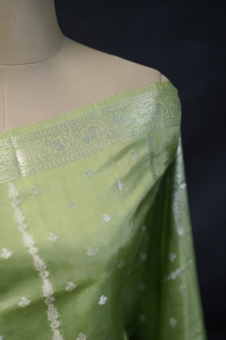 Pistachio green Chiniya Silk Saree