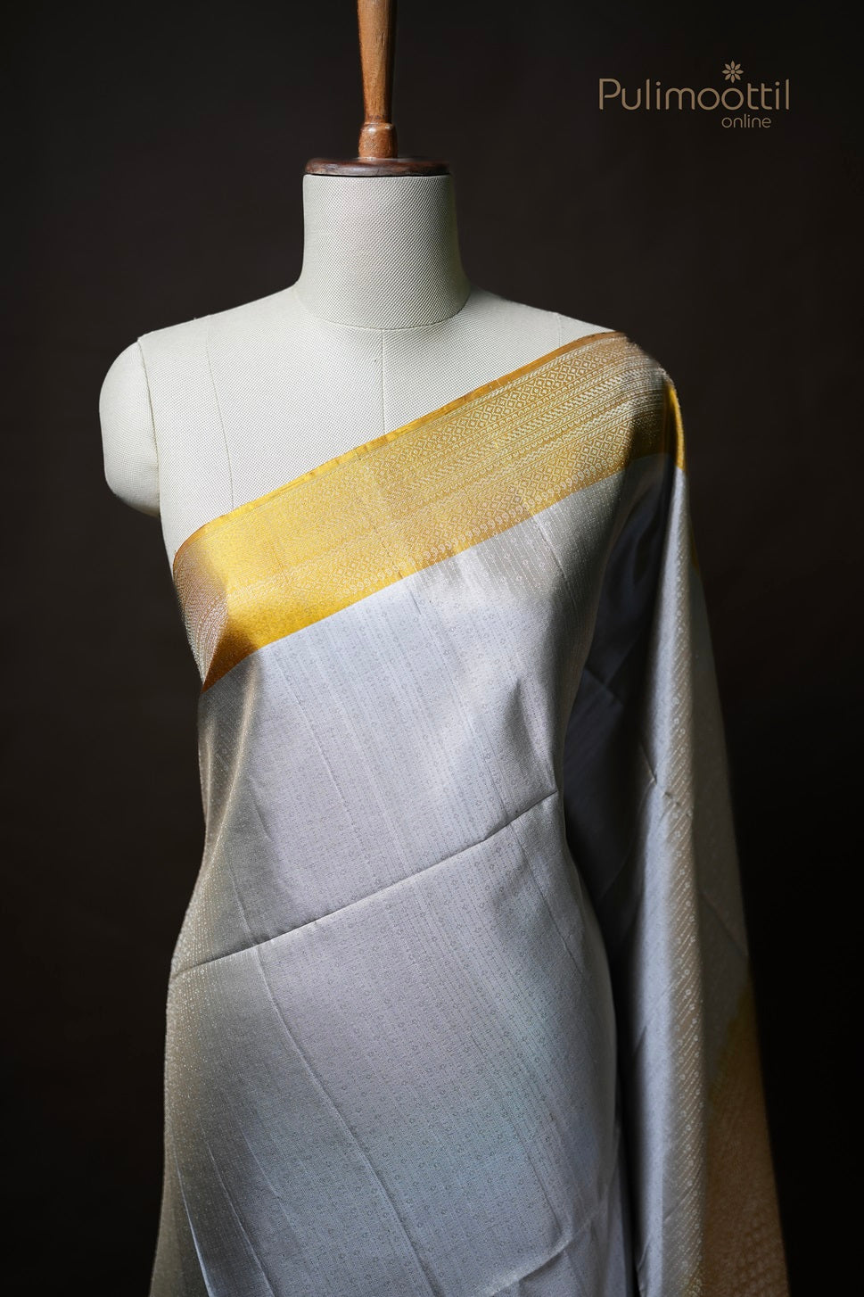 Ivory Colour Kanchipuram Designer Saree