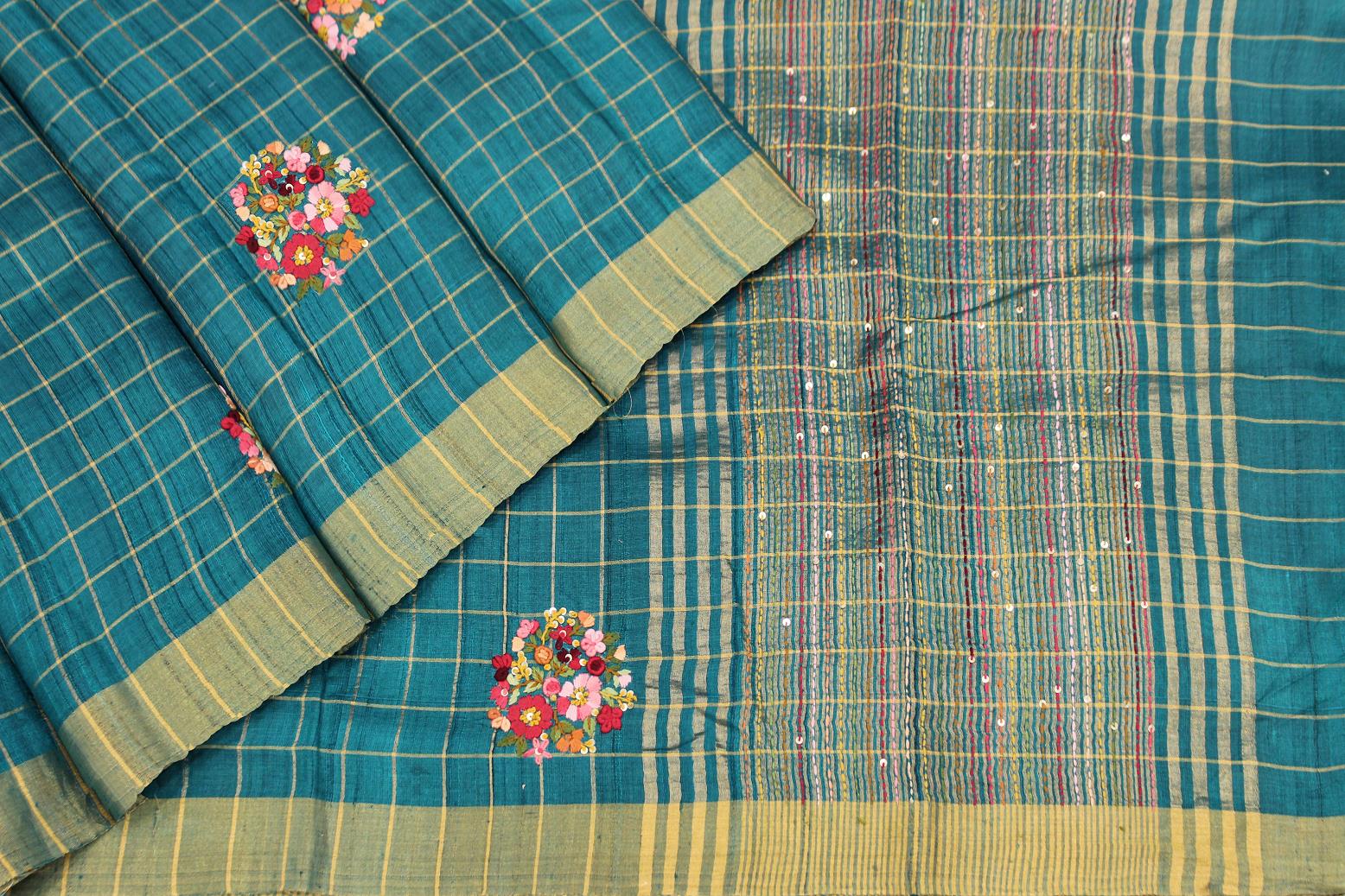 Peacock Green Colour, Jute Silk Saree