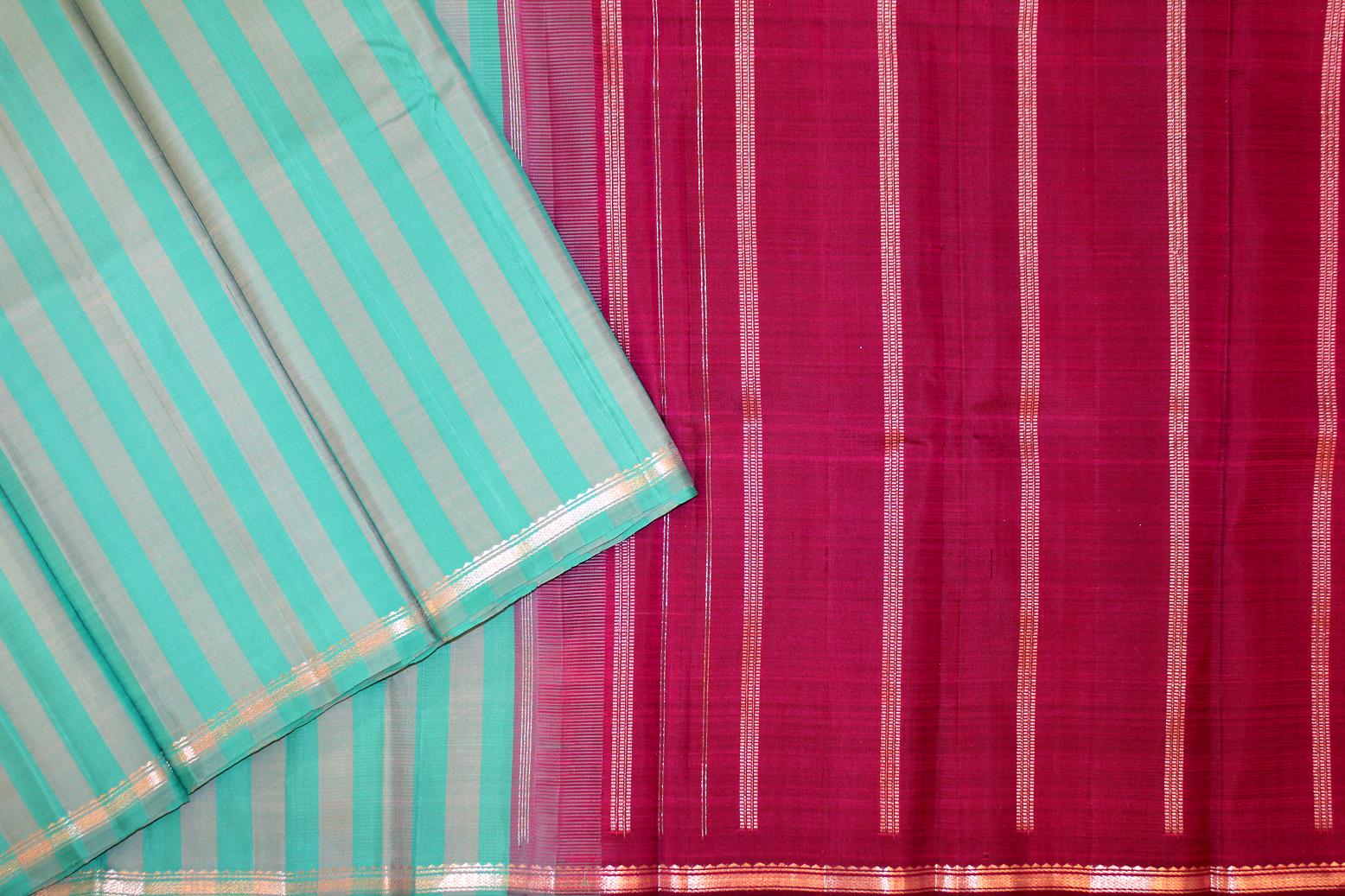 Sea Blue with Light Grey Colour Kanchipuram Designer Soft Silk Saree.