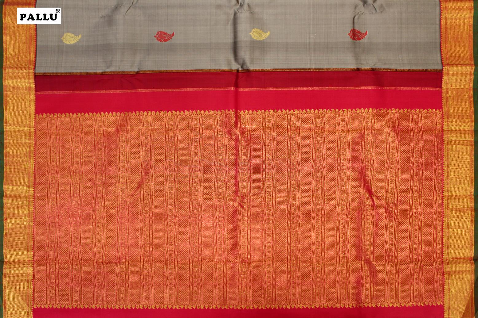 Artichoke Colour, Kanchipuram Traditional Designer Silk Saree.