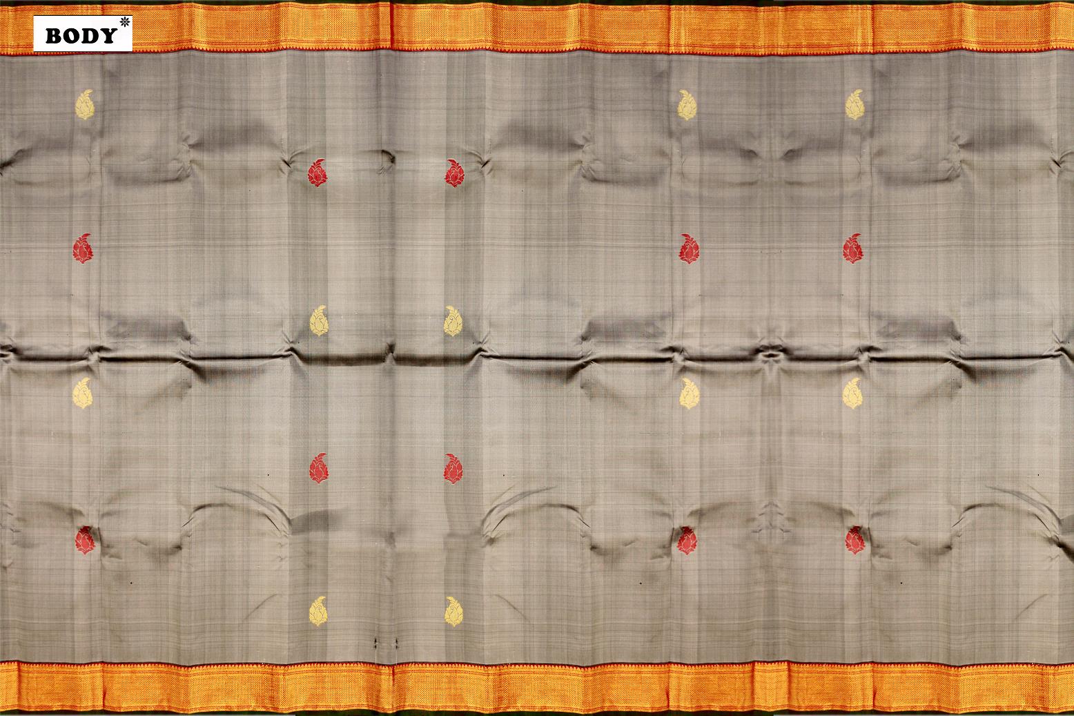 Artichoke Colour, Kanchipuram Traditional Designer Silk Saree.