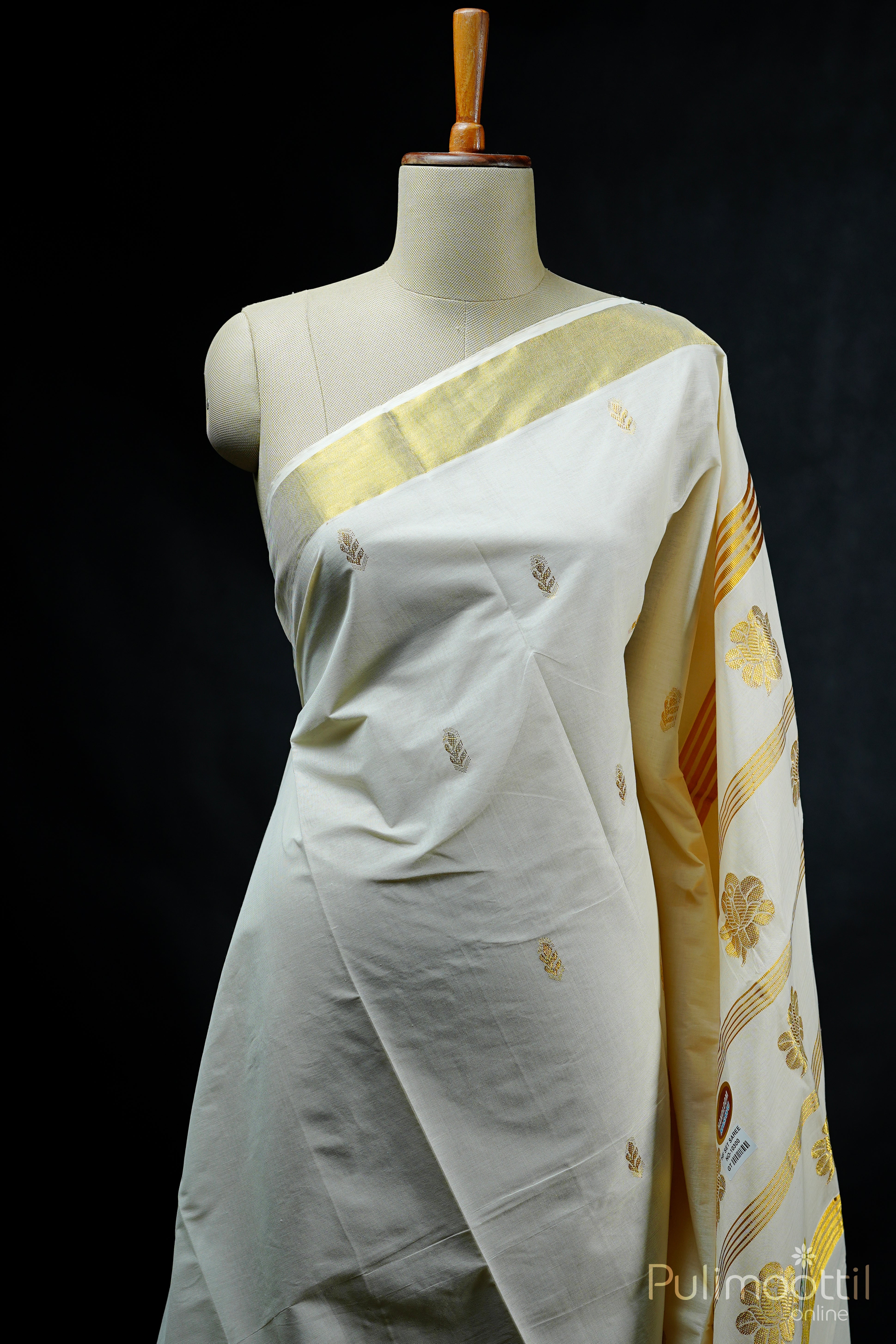 Cream Colour  Cotton Kasavu Set Saree.