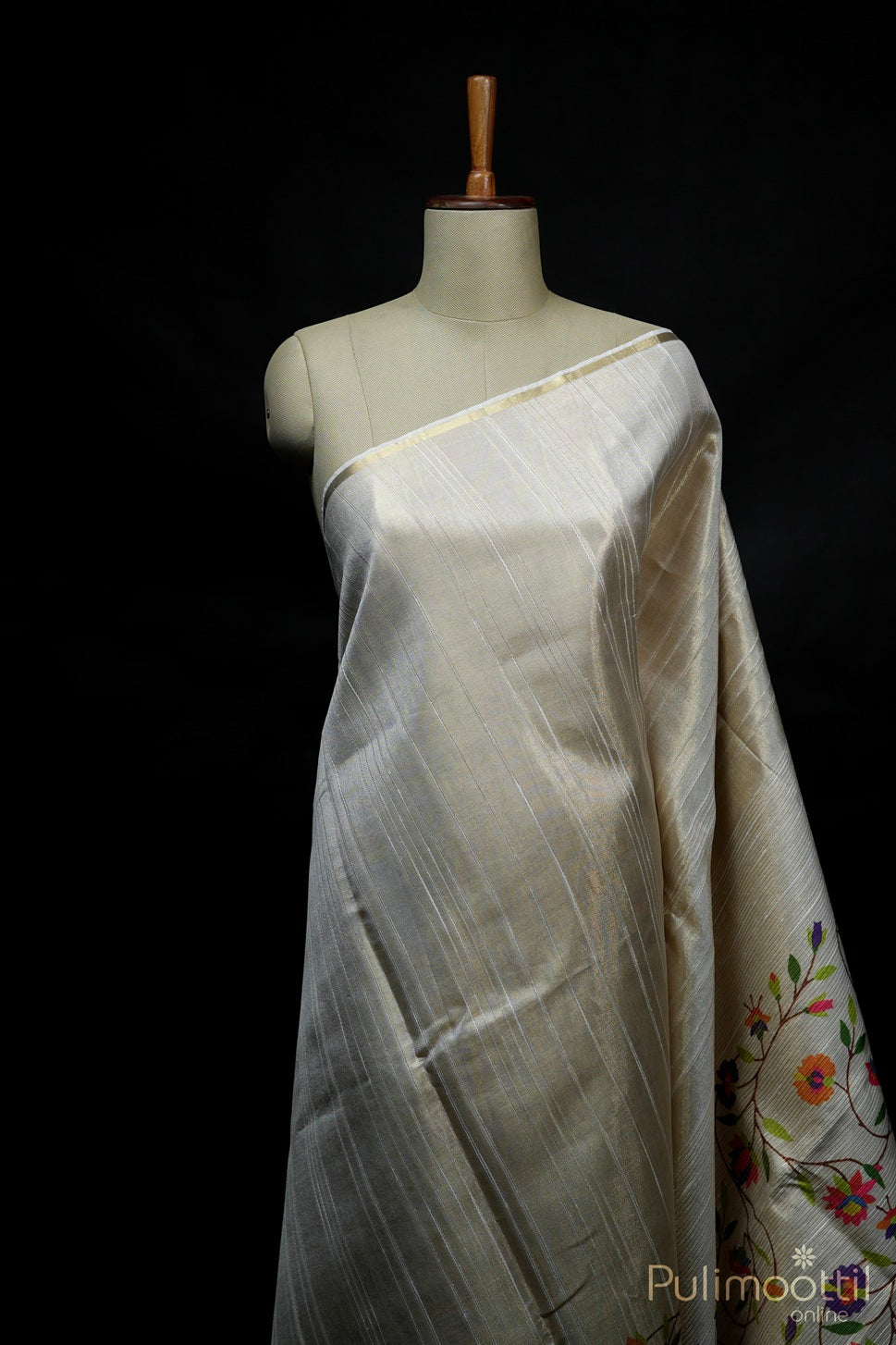 Golden Jute Silk Fancy Saree.