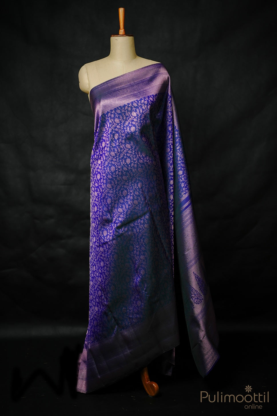 Blue Colour Kanchipuram Brocade Wedding Saree.