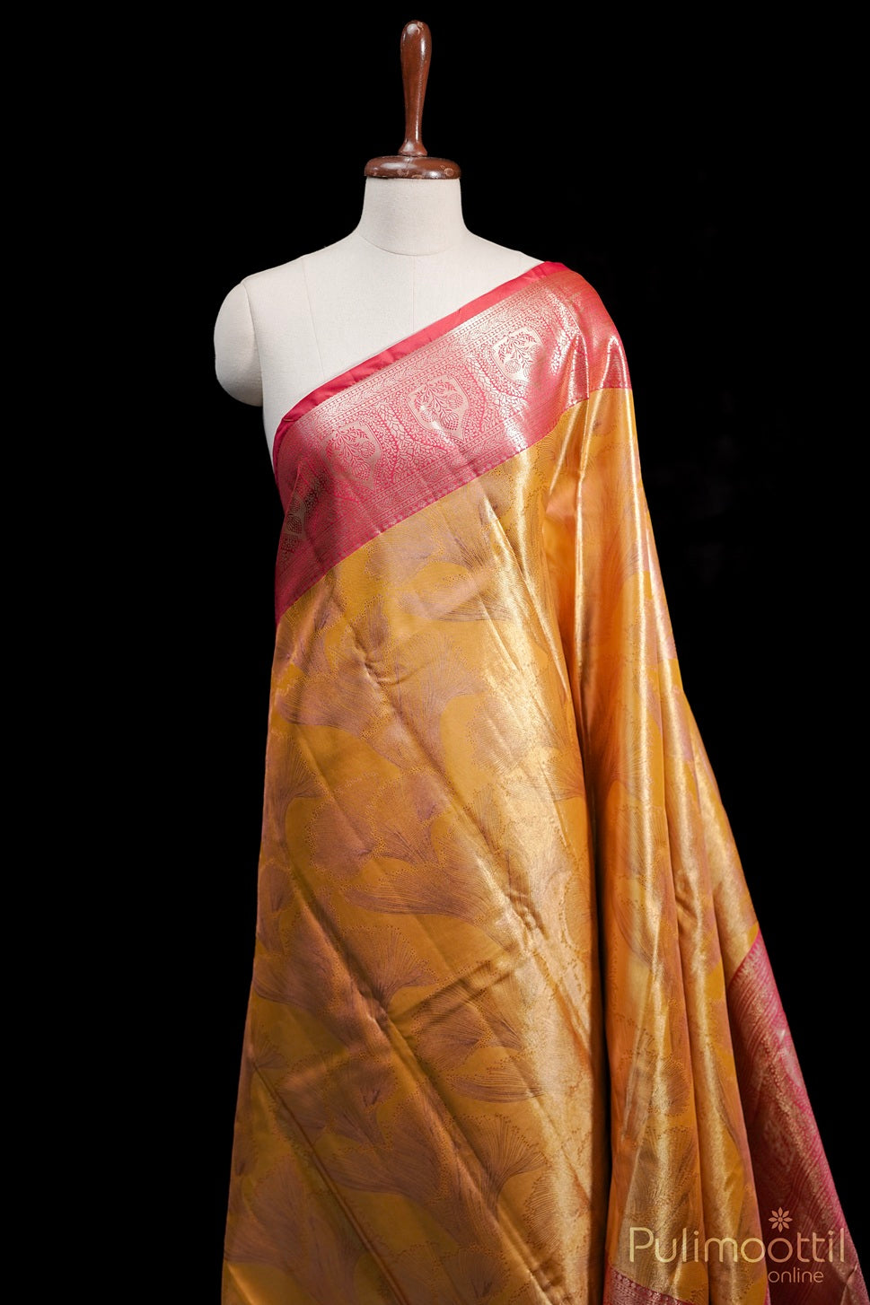 Golden Yellow Colour Tissue Wedding Saree.