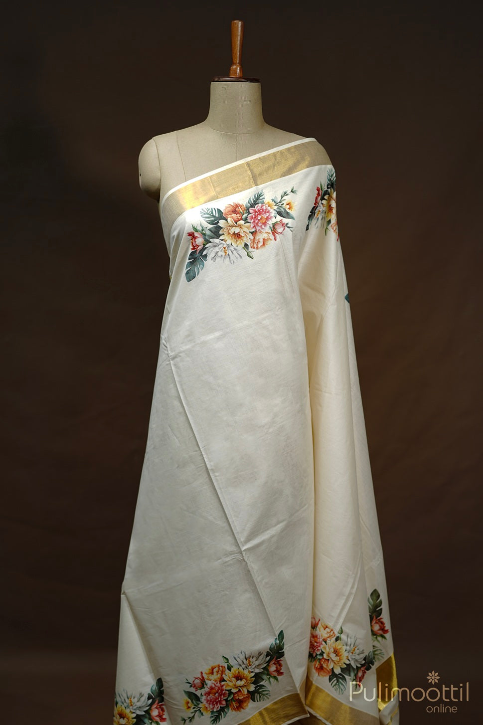 Kerala Cotton Digital Print Onam Set Saree.