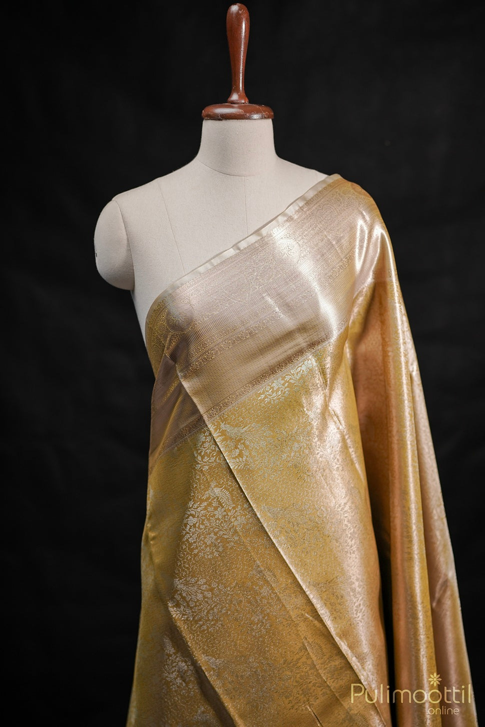 Golden Tissue Art Silk Wedding Saree.