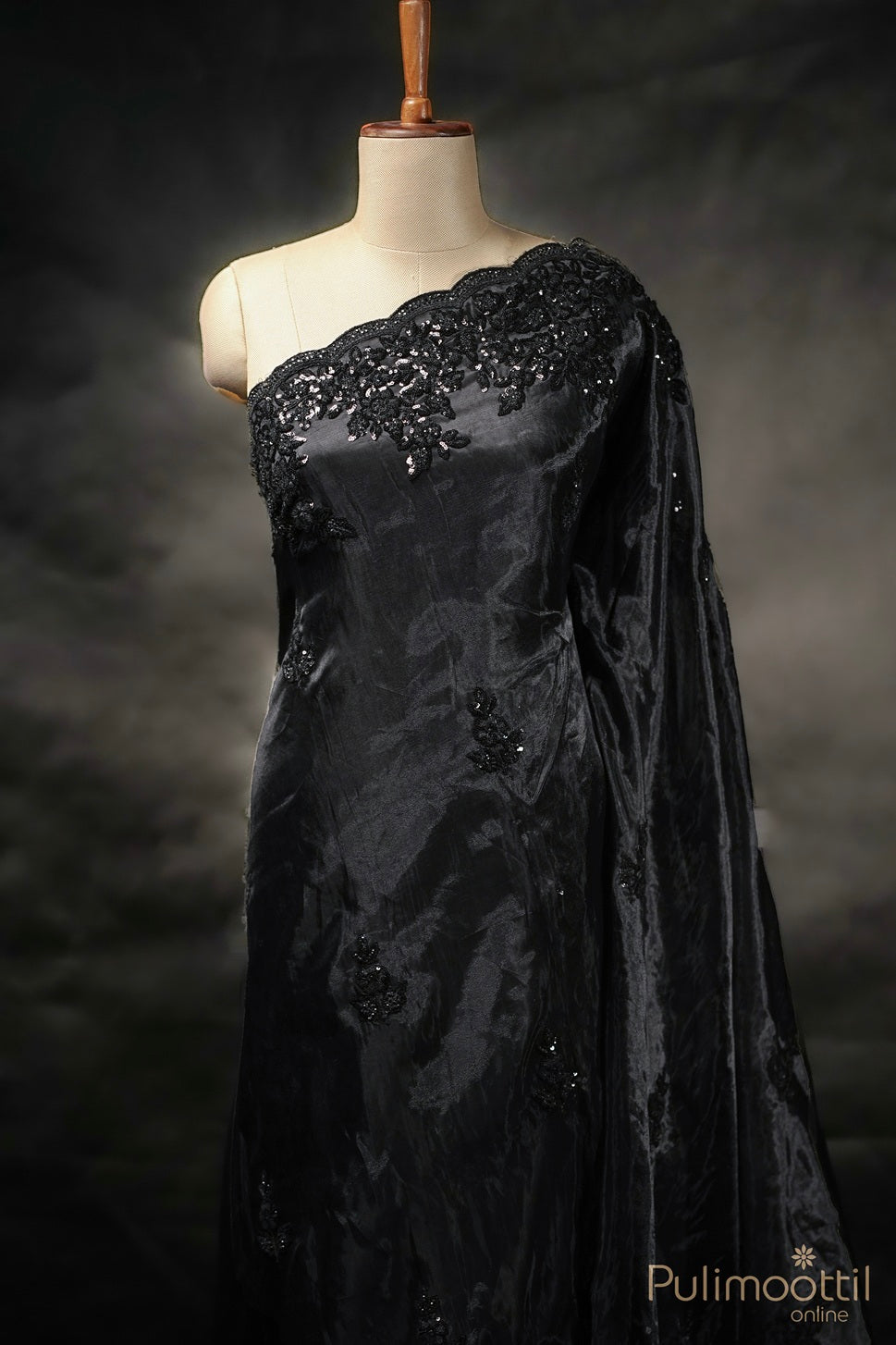 Black Colour Organsa Fancy Saree.