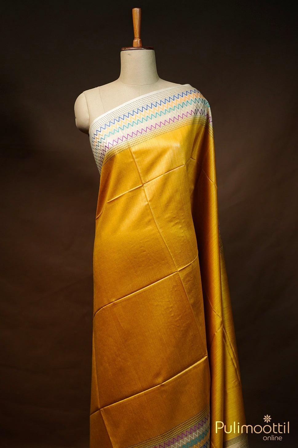 Mustard Yellow Tussar Silk Saree.