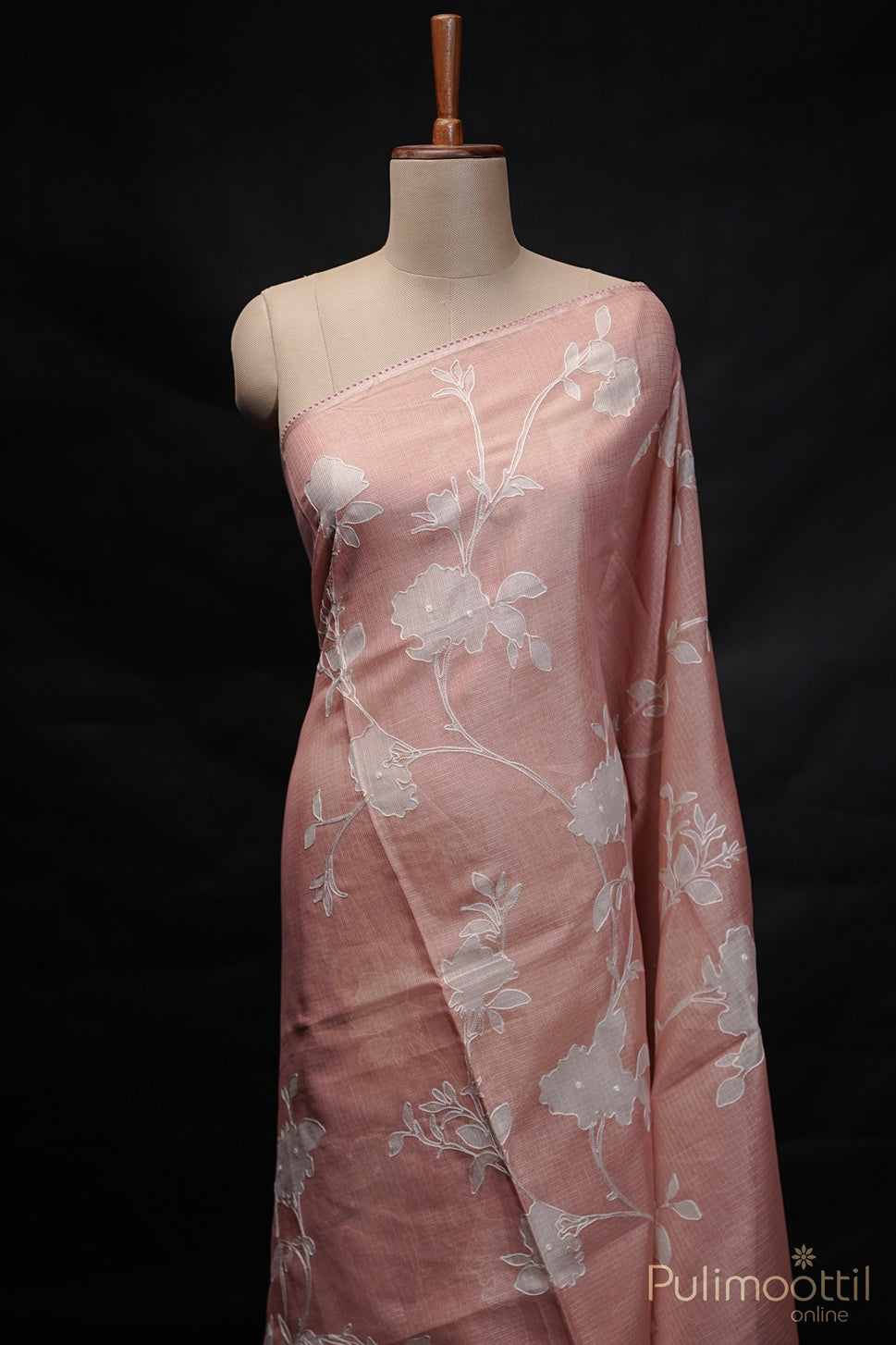 Light Peach Colour Netkottta Fancy Saree.