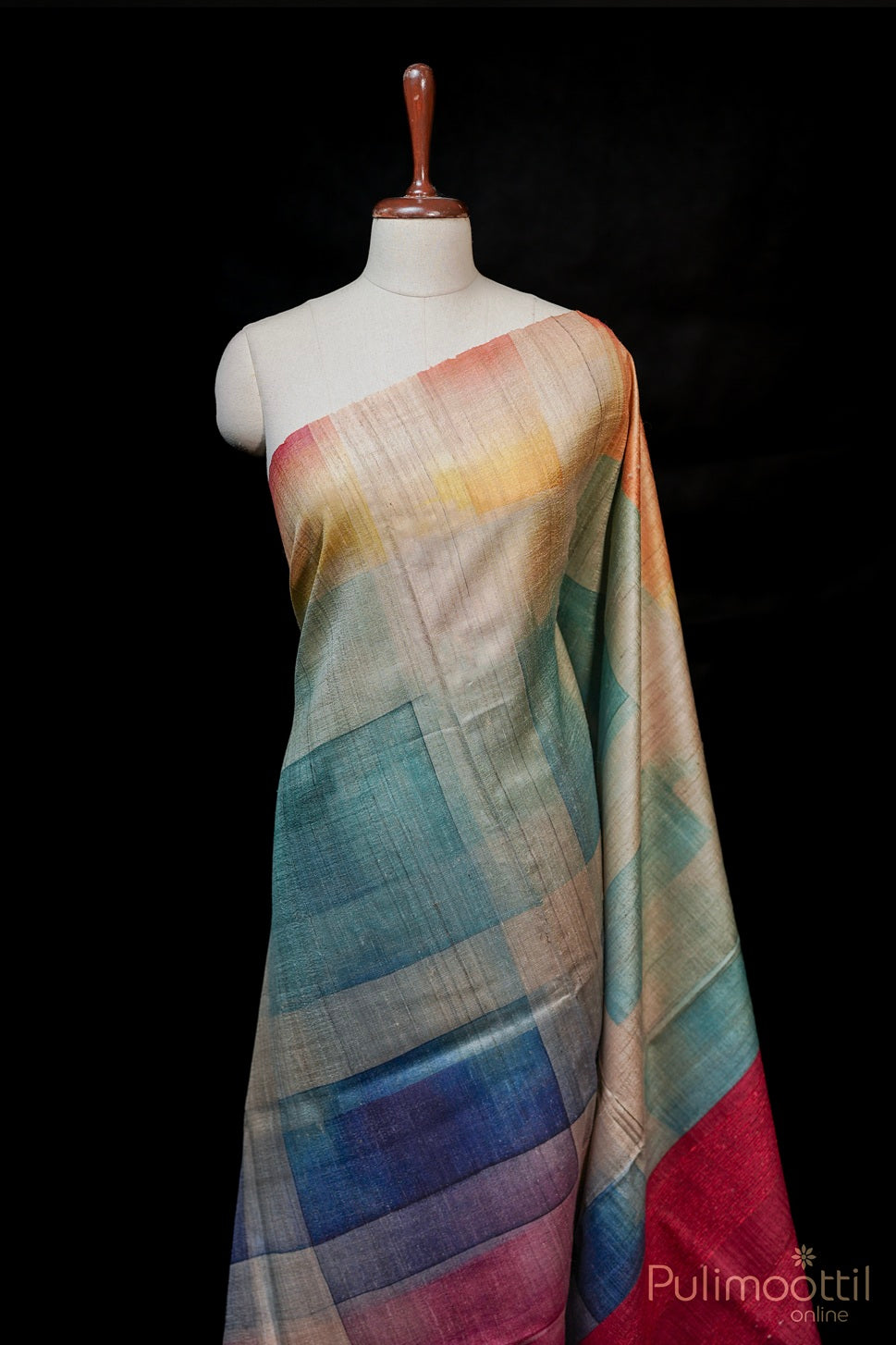 Mixed Colour Jute Silk Saree.