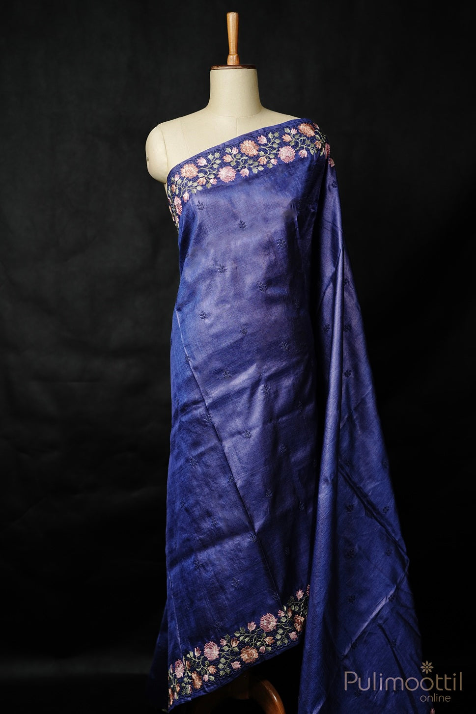 Blue Colour Tussar Silk Saree.