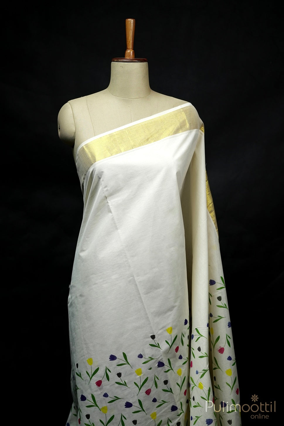 Kerala Cream Cotton Set Saree
