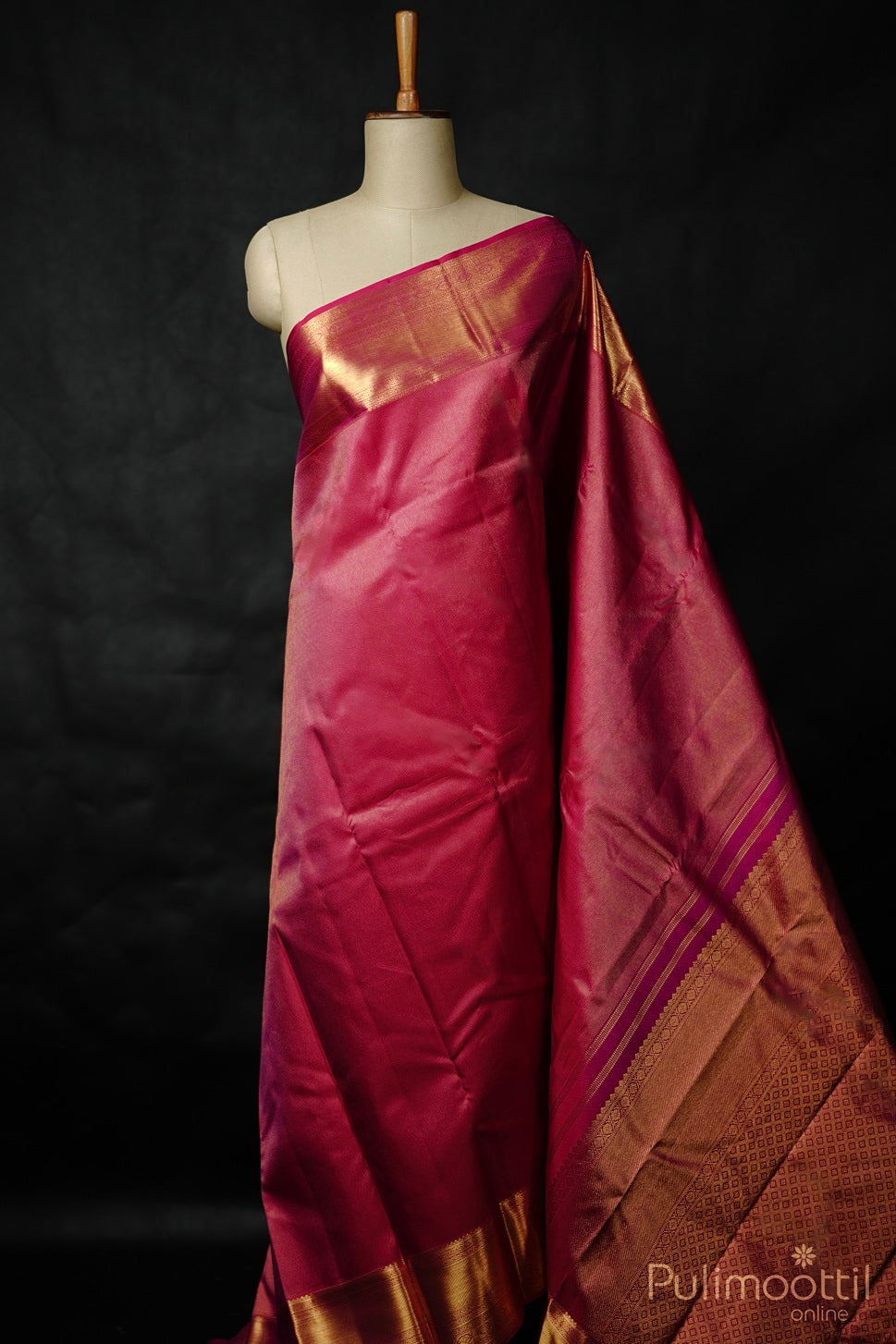 Rani Pink Kanchipuram Brocade Wedding Saree.