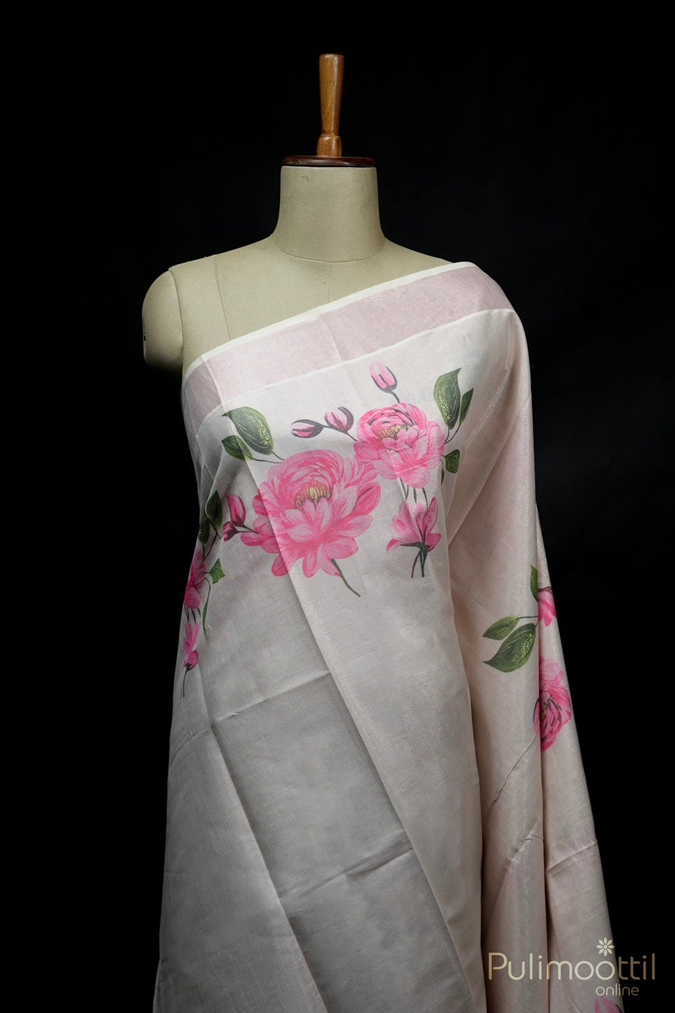 Kerala Rose Gold Tissue Digital Print Set Saree.