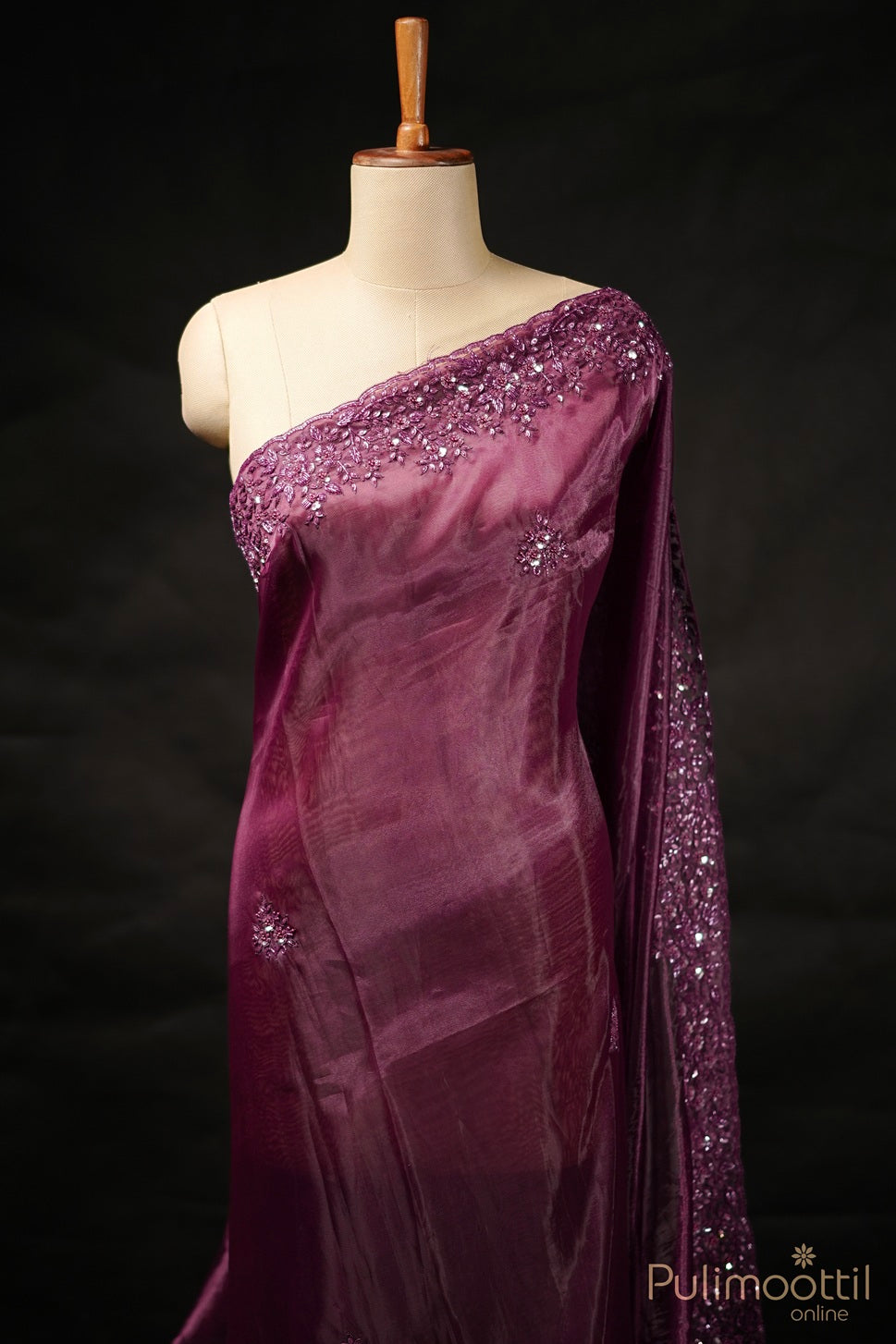 Purple Colour Orgenza Fancy Saree.