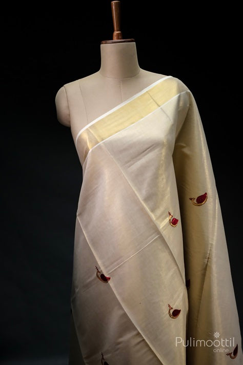 Golden Tissue Kerala Tradional Set Saree.