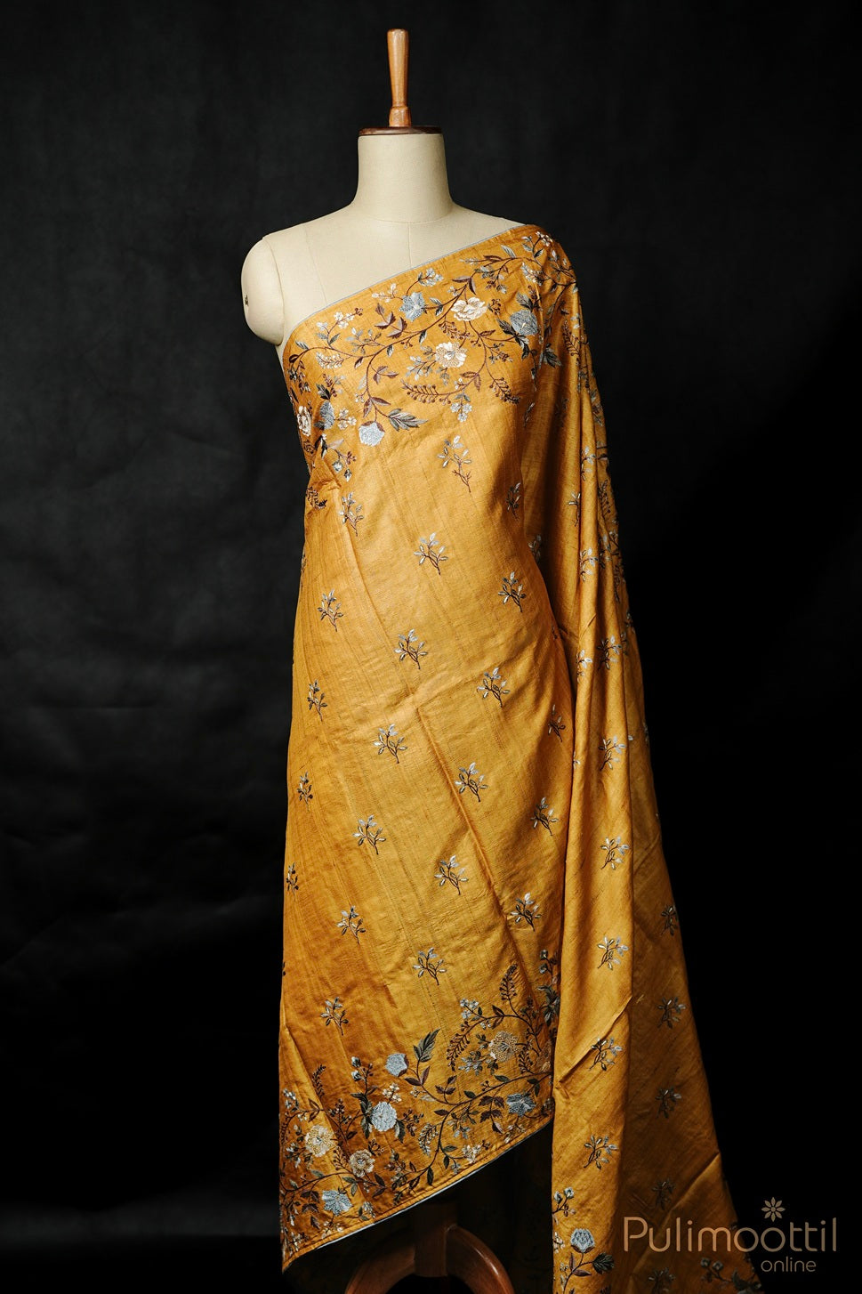 Mustard Yellow Jute Silk Saree.