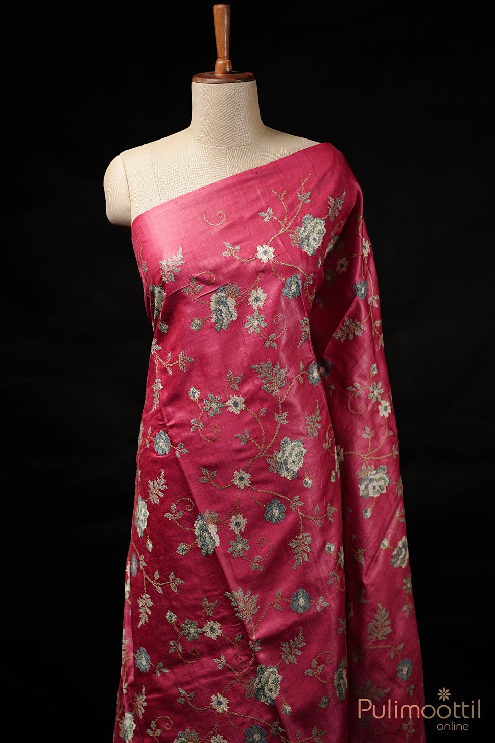 Pink Colour Tussar Silk Saree.