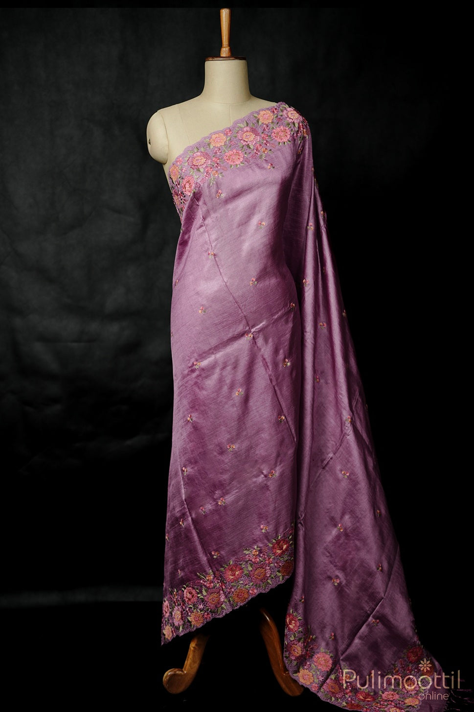 Onion Shade Tussar Silk Saree.
