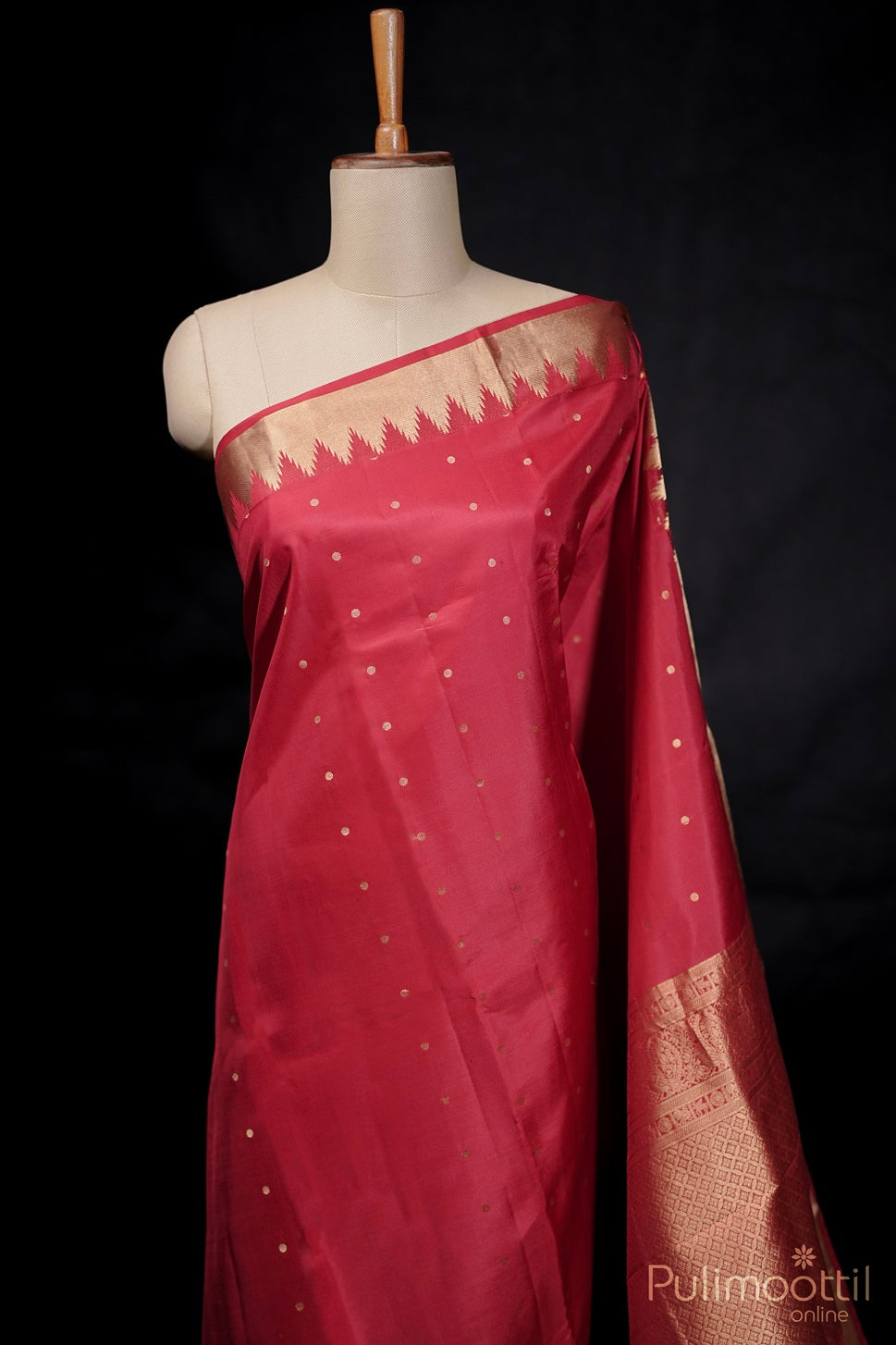 Chilly Red Kanchipuram Soft Silk Saree.